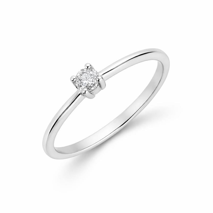 Foto de Solitario en oro blanco 18kt y un diamante talla brillante 0,31ct, Color G, Pureza VVS1