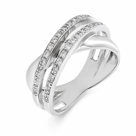 Foto de Sortija de oro blanco 18kt y 30 brillantes de 0,24ct total