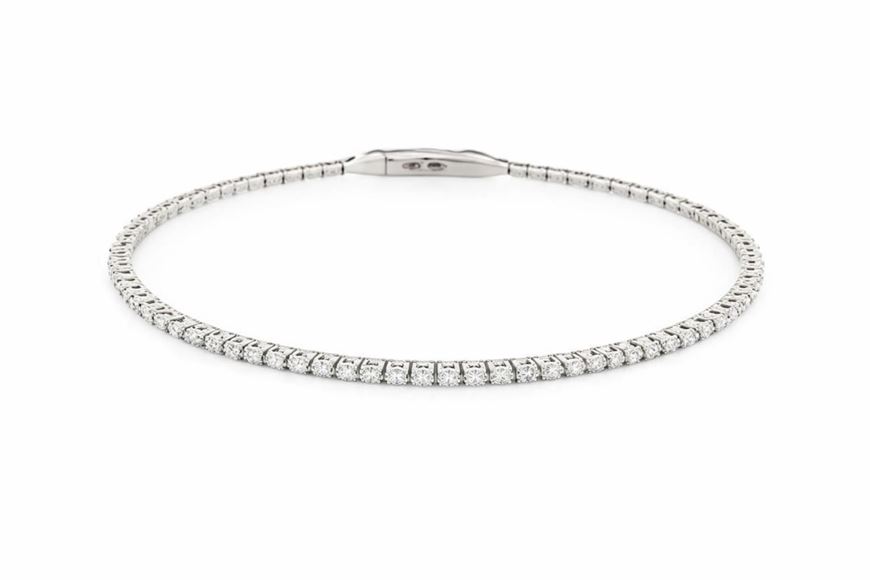 Foto de Pulsera caña flexible de oro blanco 18kt y 51 brillantes de 0,51ct total