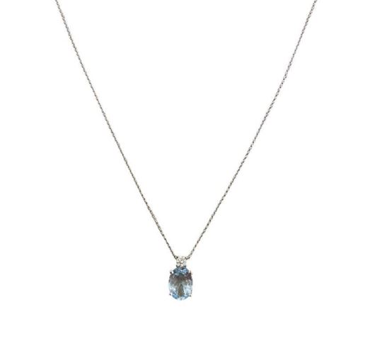 Foto de Gargantilla oro blanco, aguamarina 1,35ct y brillante 0,06ct