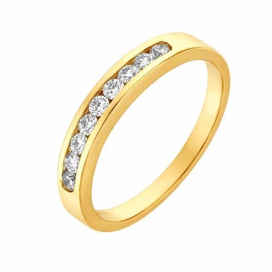 Foto de Anillo Half Eternity en carril de oro amarillo 18kt y 9 diamantes en talla brillante de 0,27ct, Color G, Pureza VS