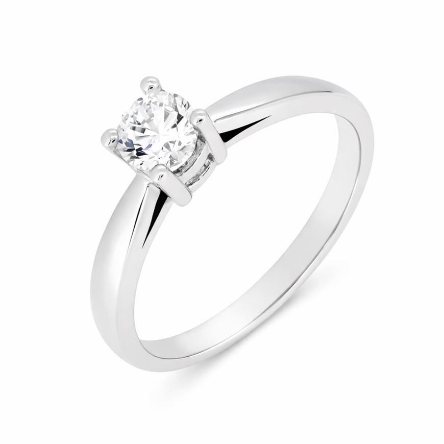 Foto de Anillo Solitario de compromiso en oro blanco de 18 Kilates y 1 diamante de 0.50 quilates