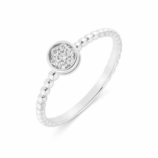 Foto de Anillo de oro blanco de 18 kilates y 7 diamantes de 0.09 quilates total