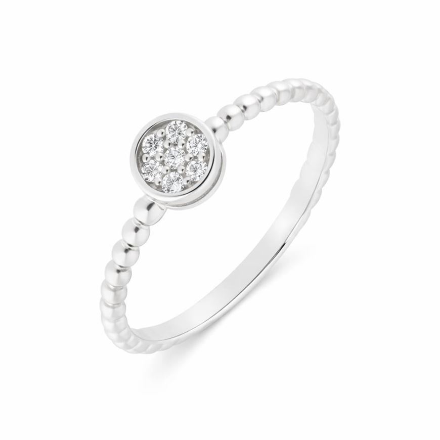 Foto de Anillo de oro blanco de 18 kilates y 7 diamantes de 0.09 quilates total