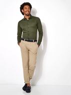 Foto de Camisa Kent verde de algodón manga larga slim fit para hombre