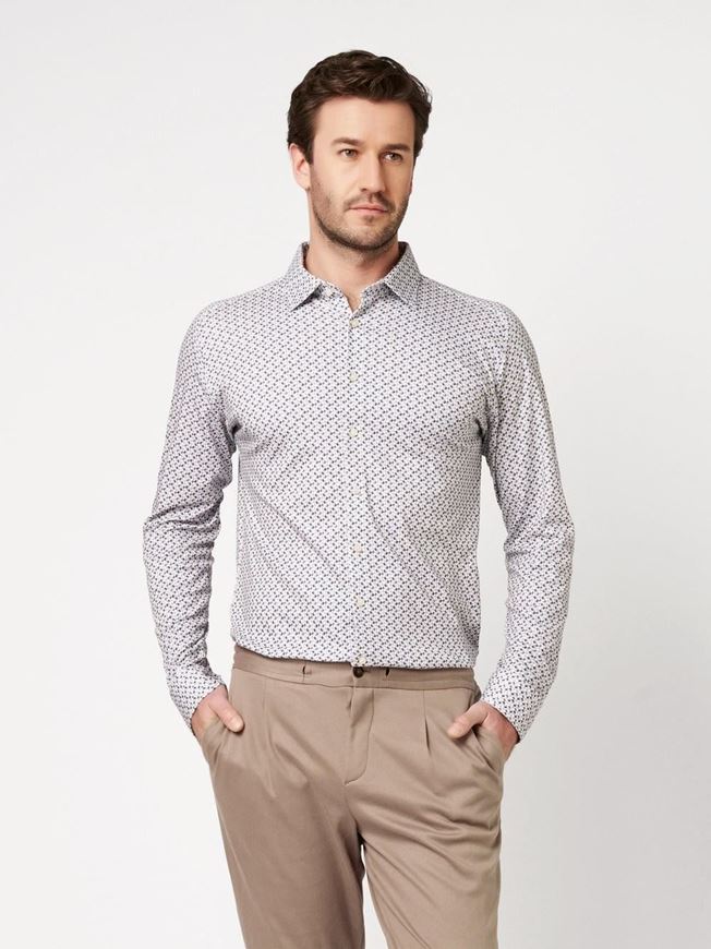 Picture of Camisa Kent estampado geométrico beige slim fit para hombre