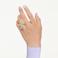 Foto de Anillo de cocktel Gema multicolor, baño oro