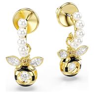 Foto de Pendientes Idyllia perlas de cristal, abeja multicolor, baño oro