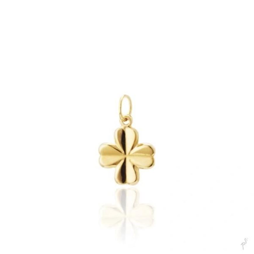 Foto de Colgante amuleto Trébol mini de plata con baño dorado