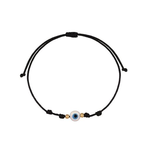 Foto de Pulsera 7 nudos Ojo nacar mini nylon negro en oro amarillo 18kt