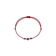 Foto de Pulsera 7 nudos nylon rojo Ojo cristal mini y bolitas en oro amarillo 18kt