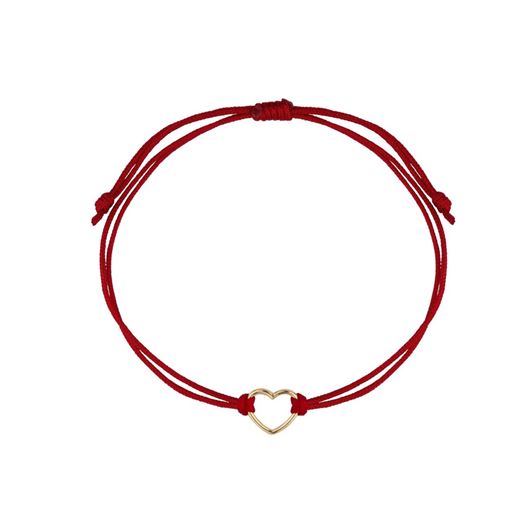Picture of Pulsera nylon rojo corazón de oro amarillo 18kt
