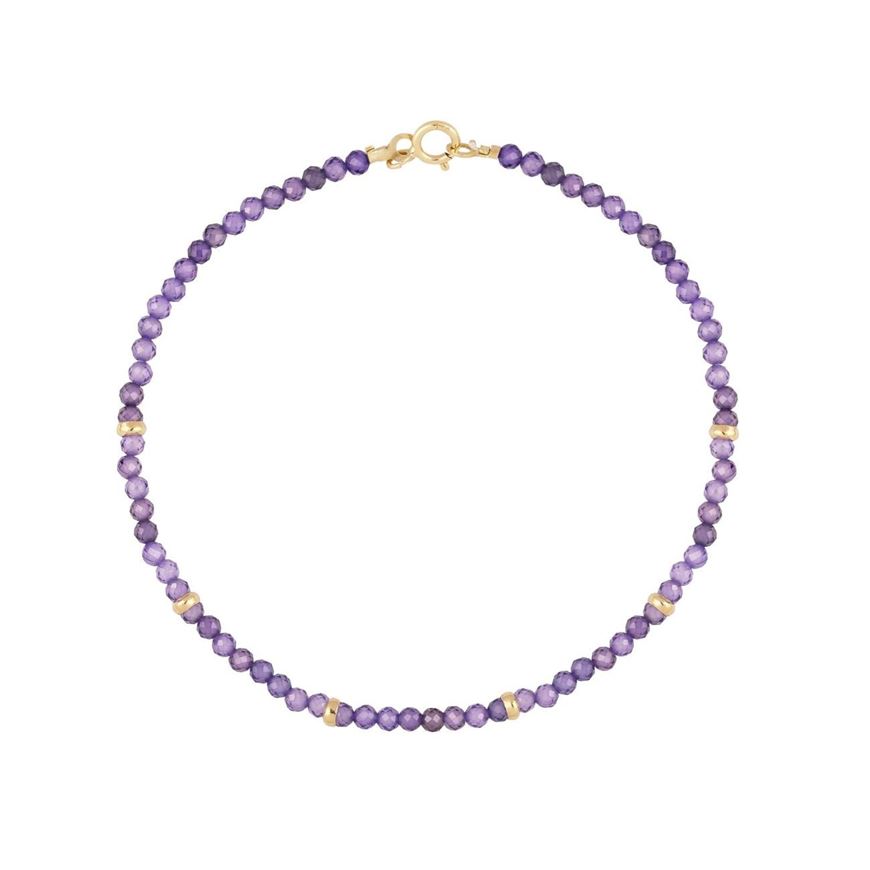 Picture of Pulsera Chic cuentas lilas 2mm en oro amarillo 18kt 16cm