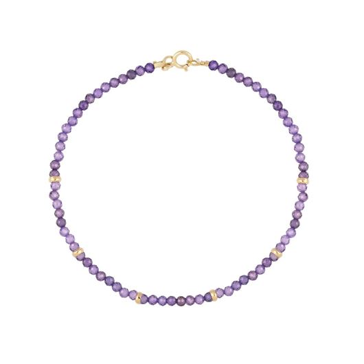 Foto de Pulsera Chic cuentas lilas 2mm en oro amarillo 18kt 16cm