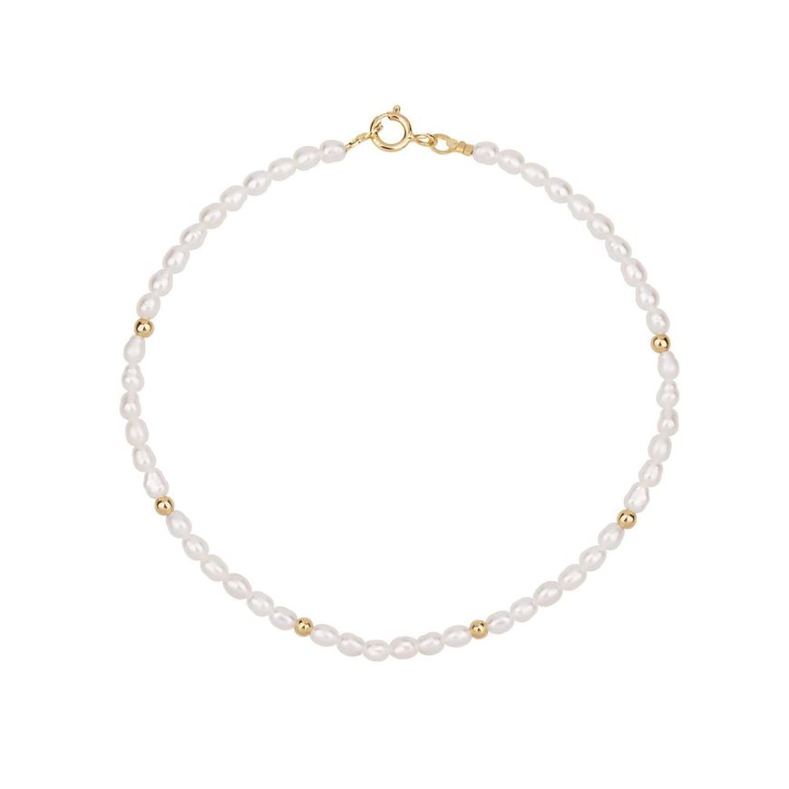 Foto de Pulsera Chic Perlas grano y bolitas en oro amarillo 18kt 16cm