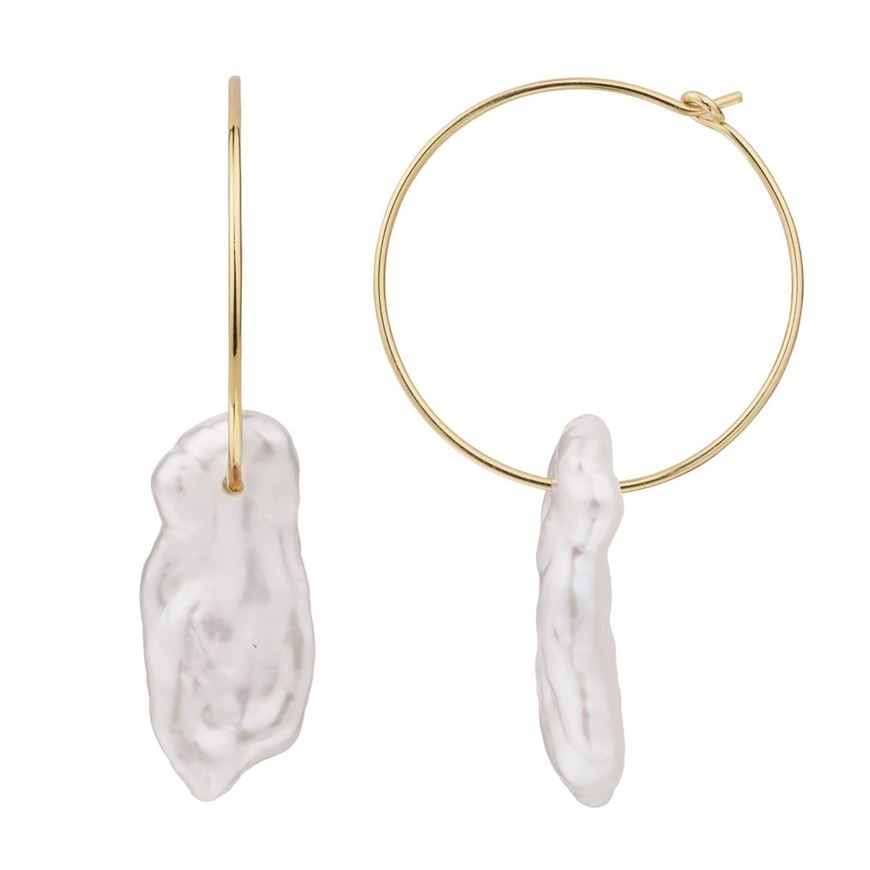 Foto de Pendientes oro amarillo 18kt aro 20mm con perla barroca