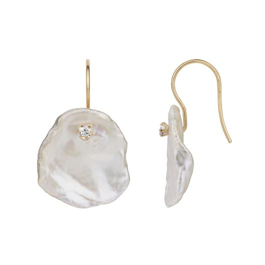 Foto de Pendientes oro amarillo 18kt perla barroca con circonita 