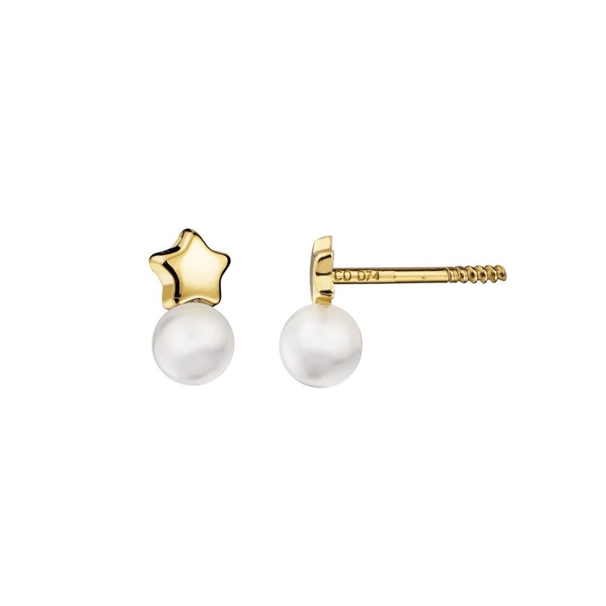 Foto de Dormilones oro amarillo 18kt con estrella y perla