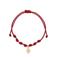 Foto de Pulsera 7 nudos mano Hamsa mini nylon en oro amarillo 18kt