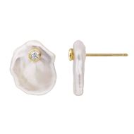 Picture of Pendientes perla barroca con circonita blanca en oro amarillo 18kt
