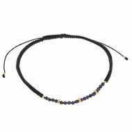 Foto de Pulsera plata chapado dorado bolitas facetadas zafiro