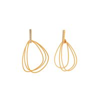 Foto de Pendientes plata chapado dorado mate barra circonitas