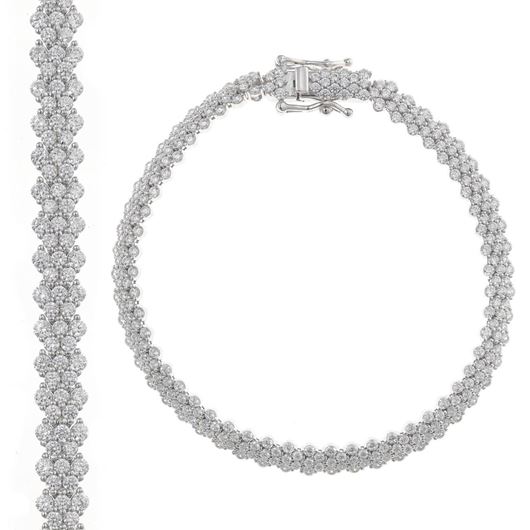 Foto de Pulsera de plata baño rodio espiga con circonitas