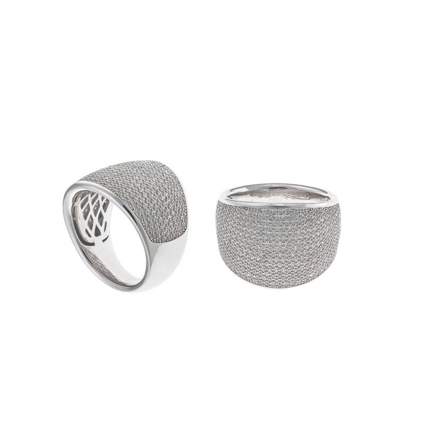 Foto de Sortija plata rodio ancha circonitas blancas