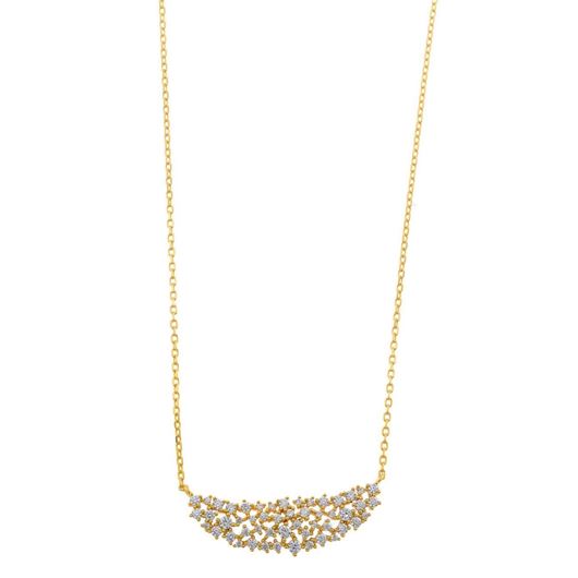 Foto de Collar plata chapado dorado ovalo circonitas blancas brillantes