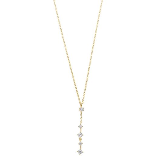 Foto de Collar Y plata chapado dorado linea circonitas blancas brillantes