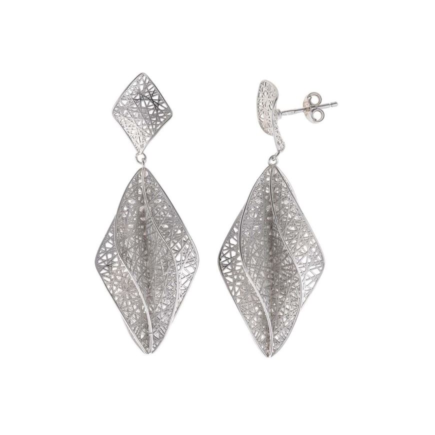 Foto de Pendientes plata rodio rombos superpuestos calados filigranas geometricas