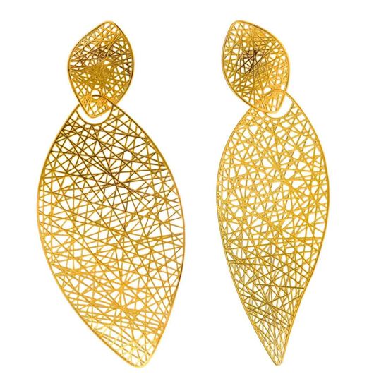 Foto de Pendientes plata chapado dorado marquesas caladas filigranas geometricas