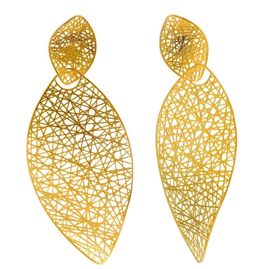 Foto de Pendientes plata chapado dorado marquesas caladas filigranas geometricas