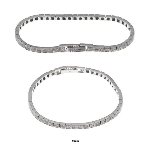 Foto de Pulsera plata rodio cuadrados circonitas blancas brillantes