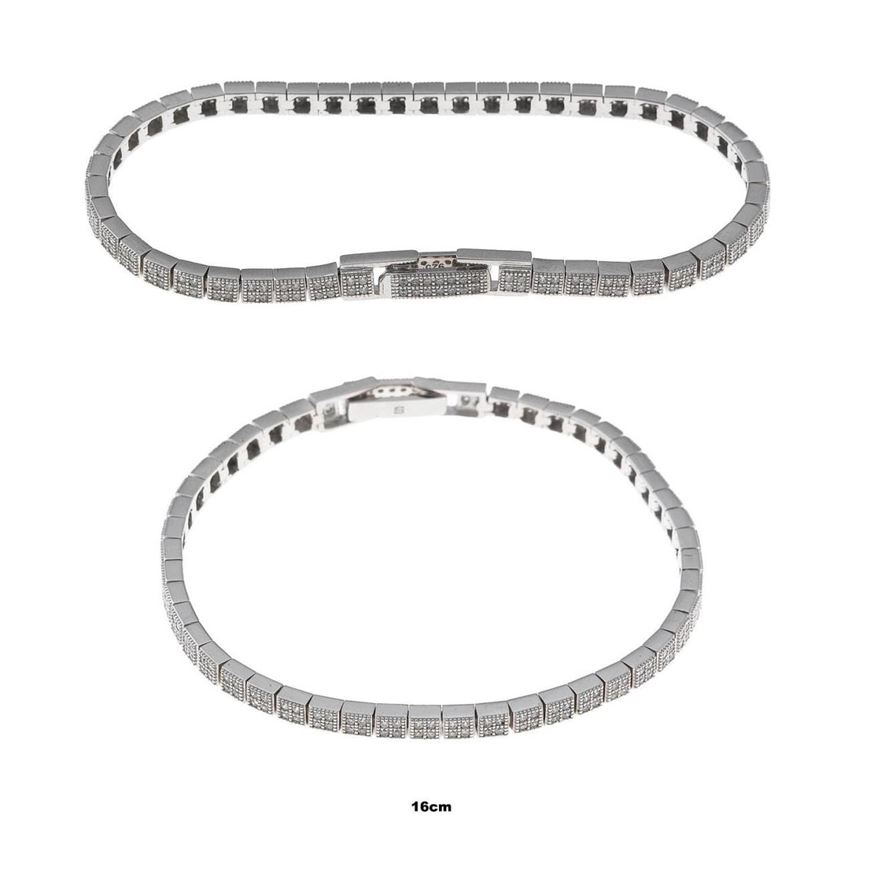 Foto de Pulsera plata rodio cuadrados circonitas blancas brillantes