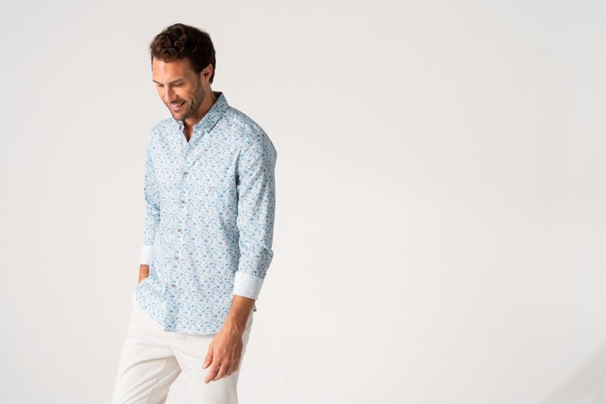 Foto de Camisa Slim Fit estampado floral azul