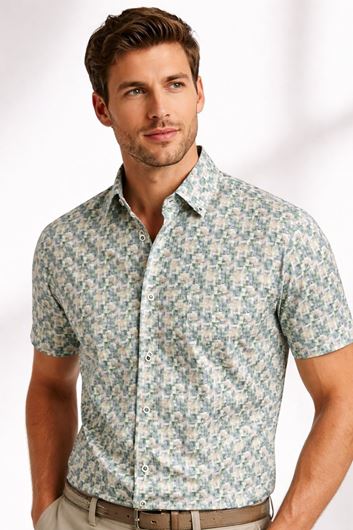 Foto de Camisa Regular Fit estampado geométrico verde