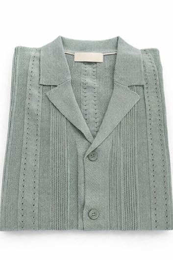 Foto de Camisa bowling de punto entramado color menta