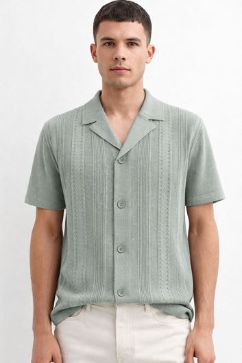 Foto de Camisa bowling de punto entramado color menta