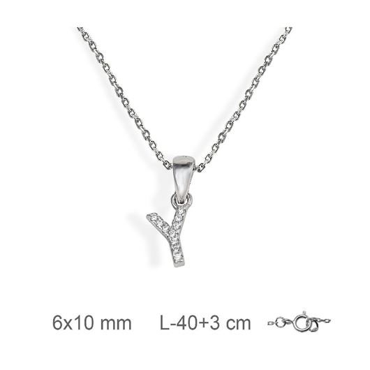 Foto de Gargantilla inicial Y de plata con baño de rodio y circonitas