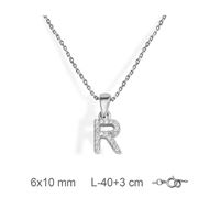 Foto de Gargantilla inicial R de plata con baño de rodio y circonitas
