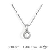 Foto de Gargantilla inicial O de plata con baño de rodio y circonitas