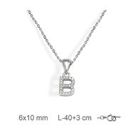 Foto de Gargantilla inicial B de plata con baño de rodio y circonitas