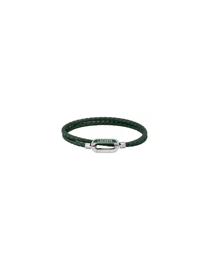 Foto de Pulsera Lacoste cuero trenzado verde