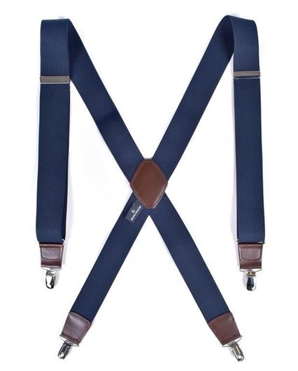 Foto de Tirante liso azul marino detalles cuero marron