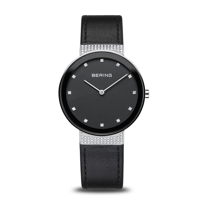 Foto de Reloj Classic acero baño rodio con circonitas y correa piel 35mm