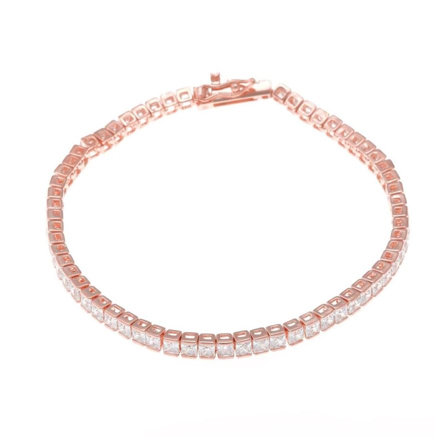 Foto de Pulsera riviere de plata baño oro rosa con circonitas