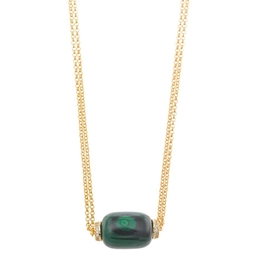 Foto de Collar plata chapado dorado doble cadena cilindro