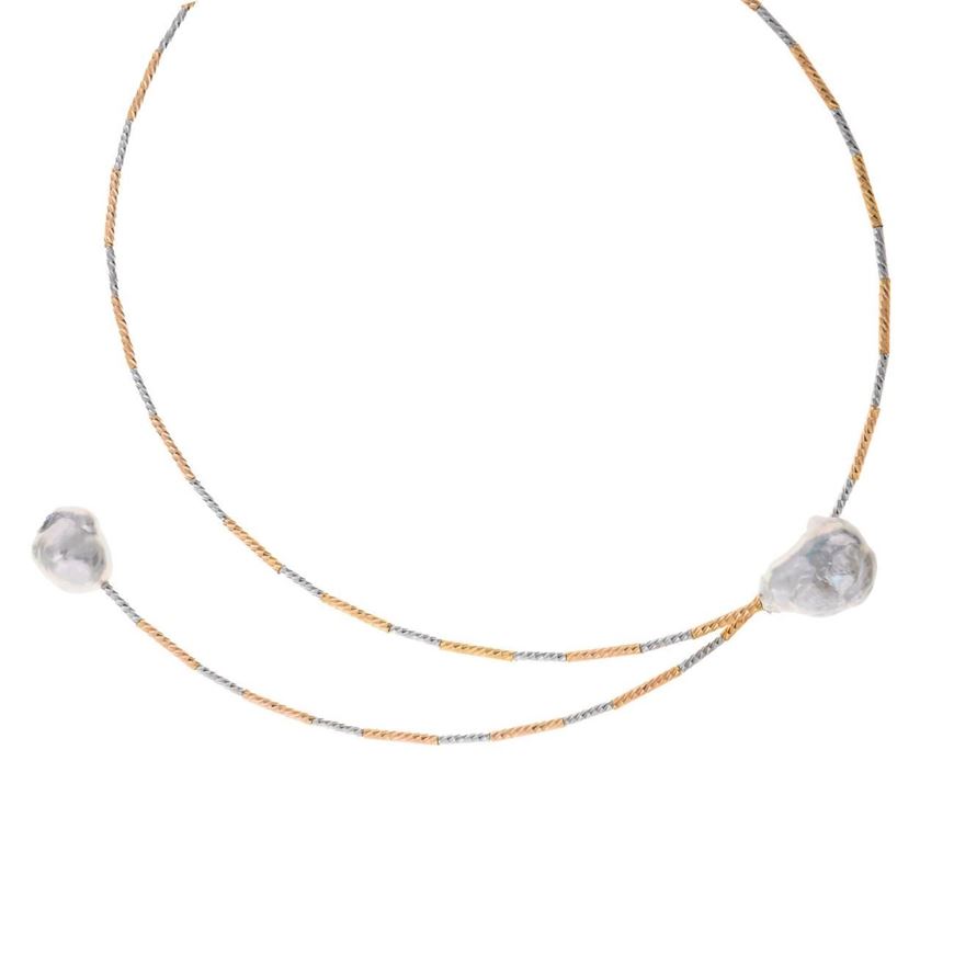 Foto de Collar plata chapado dorado y rodio diamantado