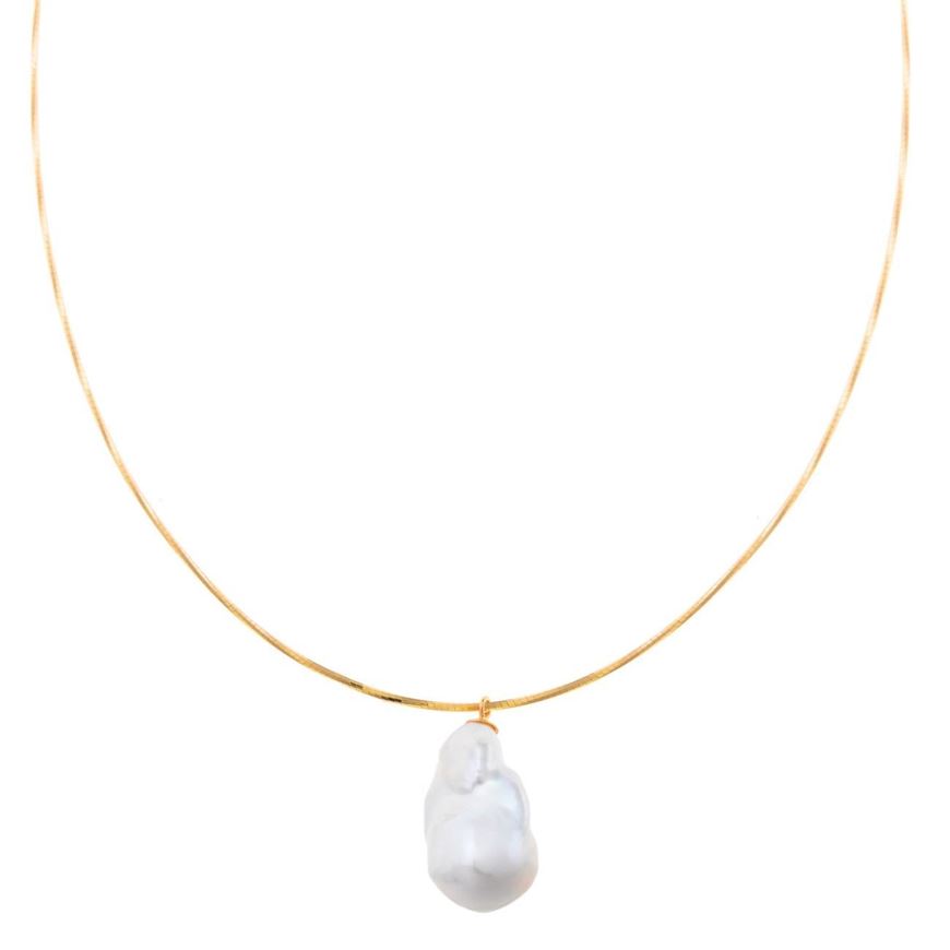 Foto de Collar plata chapado dorado perla barroca